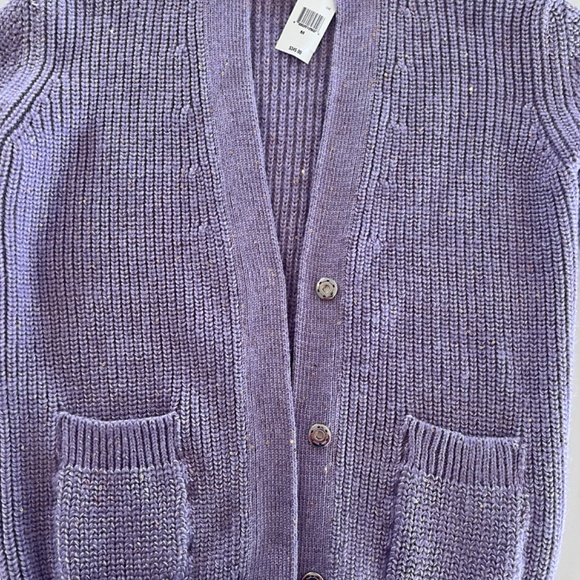 Nour Hammour purple three button sweater, size M, never worn, still with tag! - Picture 4 of 8